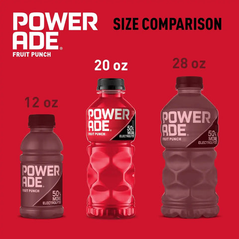 Powerade Fruit Punch, Electrolyte Enhanced Sports Drink, 20 Fl Oz Bottles, 8 Pack | Sport Beverage Enhanced with Electrolytes | 50% More Electrolytes vs. the Leading Sports Drink (per 12oz serving)*