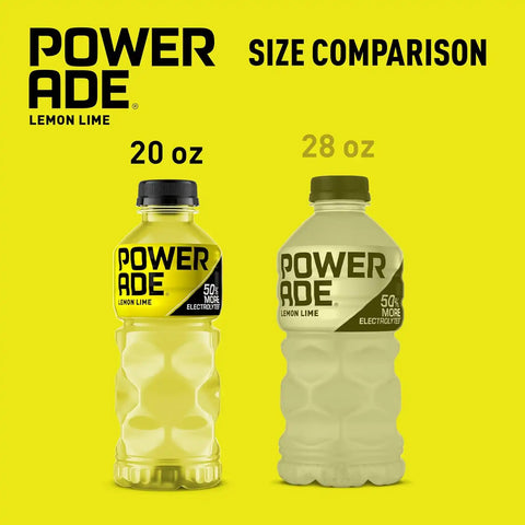 POWERADE Sports Drink, Lemon Lime Electrolyte Drink, 20 Oz (8 Pk) | Sport Beverage Enhanced with Electrolytes | 50% More Electrolytes vs. the Leading Sports Drink (per 12oz serving)*