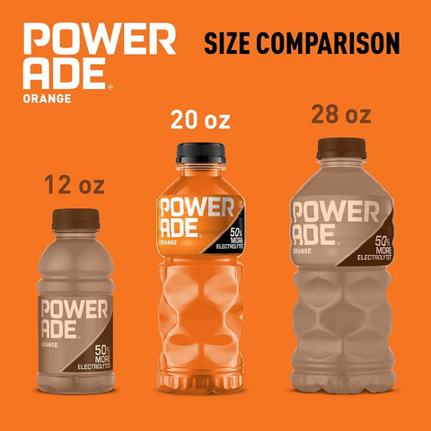 POWERADE Sports Drink Orange, 20 Ounce (Pack of 8) | Sport Beverage Enhanced with Electrolytes | 50% More Electrolytes vs. the Leading Sports Drink (per 12oz serving)*