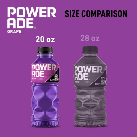 POWERADE Sports Drink Grape, 20 Ounce (Pack of 8) | Sport Beverage Enhanced with Electrolytes | 50% More Electrolytes vs. the Leading Sports Drink (per 12oz serving)*