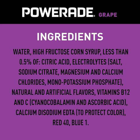 POWERADE Sports Drink Grape, 20 Ounce (Pack of 8) | Sport Beverage Enhanced with Electrolytes | 50% More Electrolytes vs. the Leading Sports Drink (per 12oz serving)*