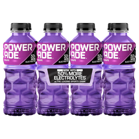 POWERADE Sports Drink Grape, 20 Ounce (Pack of 8) | Sport Beverage Enhanced with Electrolytes | 50% More Electrolytes vs. the Leading Sports Drink (per 12oz serving)*