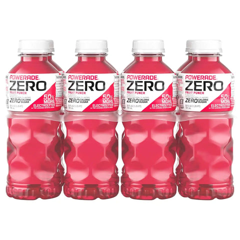 POWERADE ZERO Fruit Punch, 20 fl oz, 8 Pack | Sugar-free Sport Beverage Enhanced with Electrolytes | 50% More Electrolytes vs. the Leading Sports Drink (per 12oz serving)*