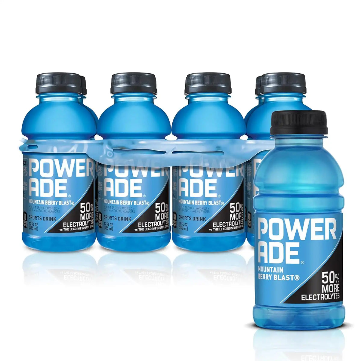 POWERADE Sports Drink, Mountain Berry Blast Electrolyte Drink, 12 Oz (8 Pk) | Sport Beverage Enhanced with Electrolytes | 50% More Electrolytes vs. the Leading Sports Drink (per 12oz serving)*