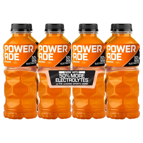 POWERADE Sports Drink Orange, 20 Ounce (Pack of 8) | Sport Beverage Enhanced with Electrolytes | 50% More Electrolytes vs. the Leading Sports Drink (per 12oz serving)*