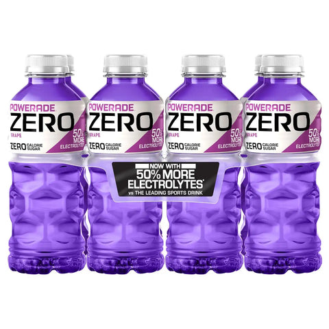 POWERADE Electrolyte Enhanced Zero Sugar Grape Sports Drink, 20 Ounce (Pack of 8) | Sugar-free Sport Beverage Enhanced with Electrolytes | 50% More Electrolytes vs. the Leading Sports Drink (per 12oz serving)*