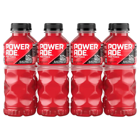 Powerade Fruit Punch, Electrolyte Enhanced Sports Drink, 20 Fl Oz Bottles, 8 Pack | Sport Beverage Enhanced with Electrolytes | 50% More Electrolytes vs. the Leading Sports Drink (per 12oz serving)*